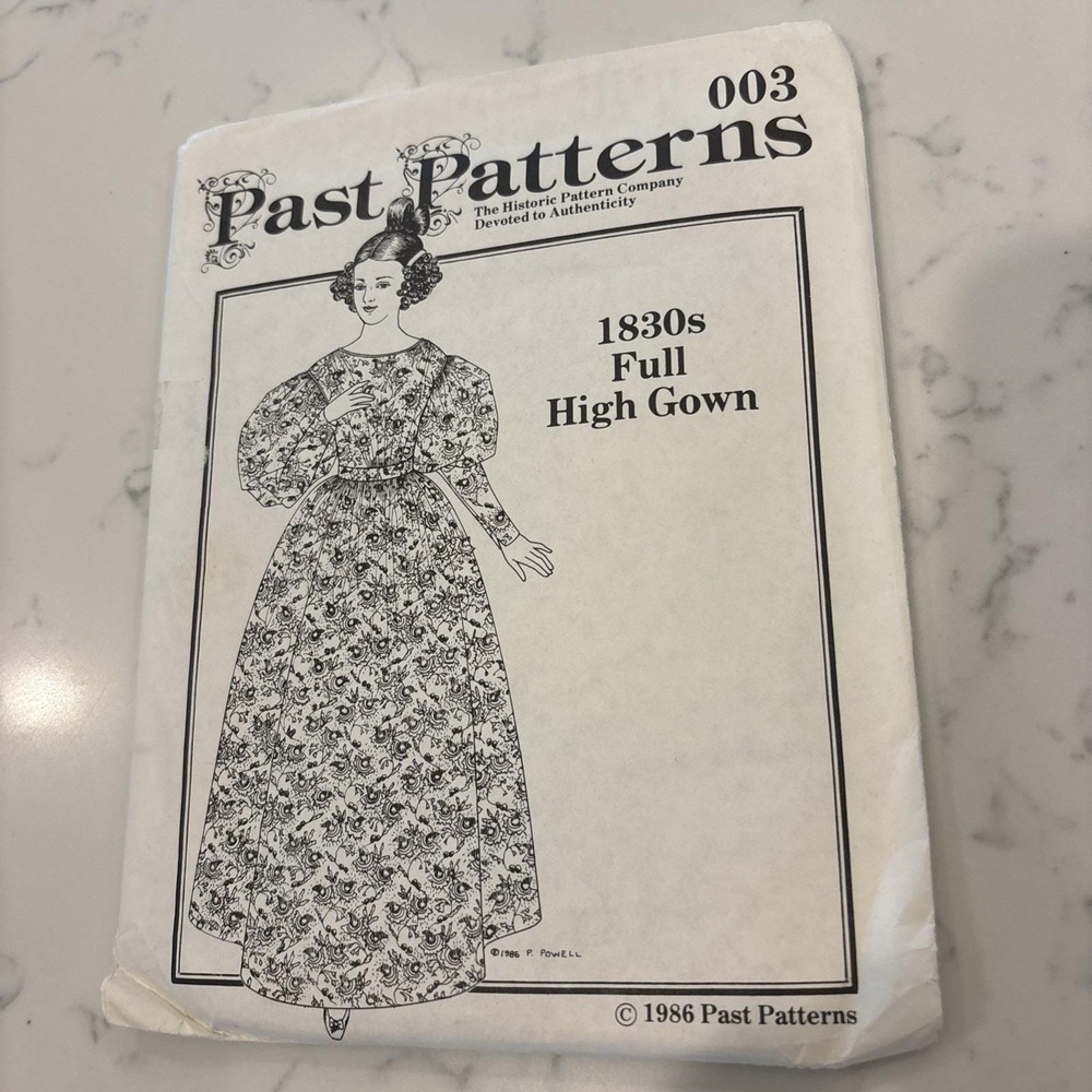 Vintage Past Patterns 1830s Full High Gown Victorian Sewing Pattern 003 (1986)